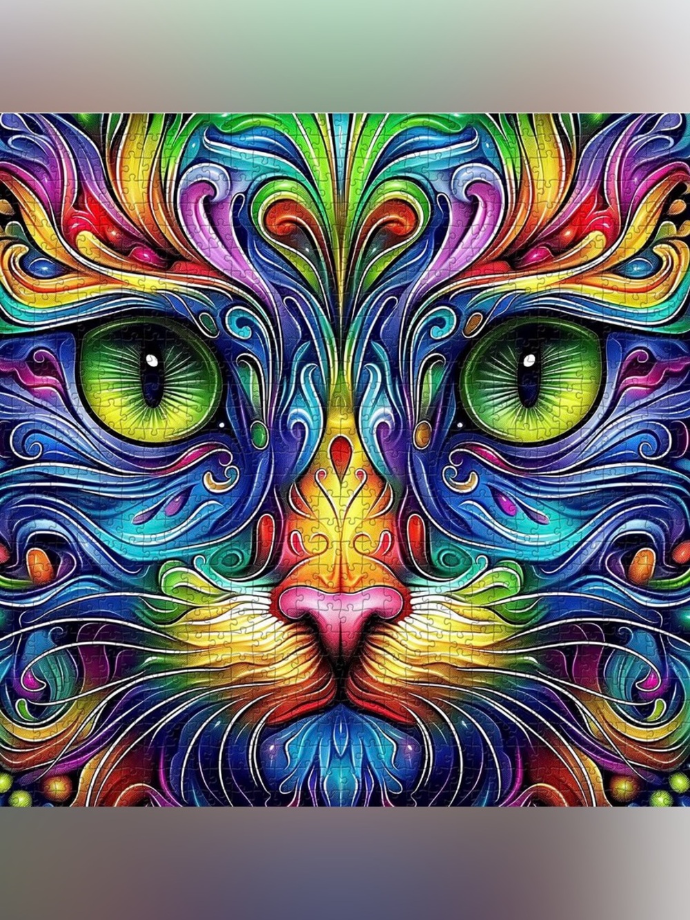 1000 pieces Vibrant Multicolor Cat Art Puzzle - Colorful Cat Face